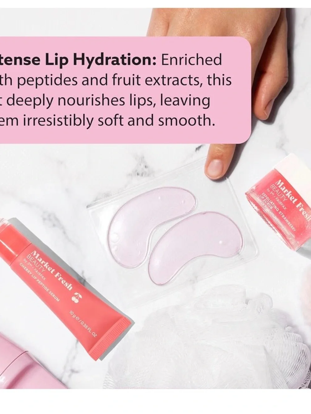 Market Fresh Beauty Cherry Lip Serum & Exfoliating Strawberry Lip Set - Pink NIB
